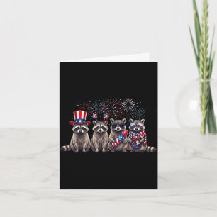 Usa patriotic cute racoon men women kids funny card