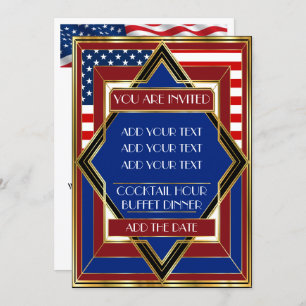 USA Patriotic Deco Invitation