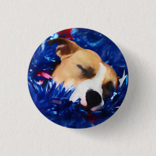 USA Patriotic Dog American Pit Bull Terrier 3 Cm Round Badge