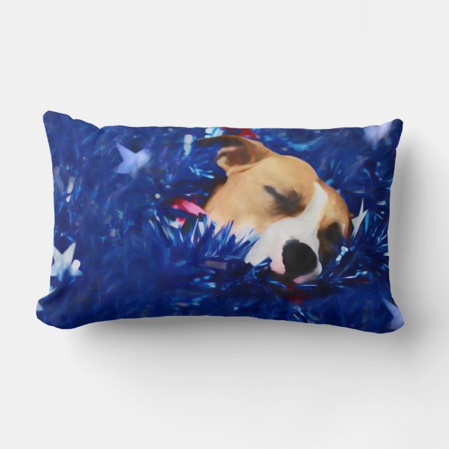 USA Patriotic Dog American Pit Bull Terrier Lumbar Cushion (Front)