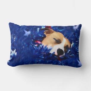 USA Patriotic Dog American Pit Bull Terrier Lumbar Cushion