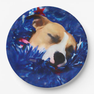 USA Patriotic Dog American Pit Bull Terrier Paper Plate