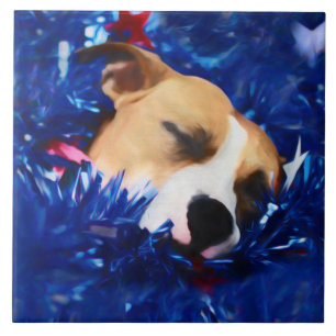 USA Patriotic Dog American Pit Bull Terrier Tile