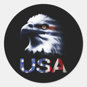 Usa Patriotic Eagle Head - 4th Of July Independenc Classic Round Sticker