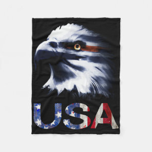 Usa Patriotic Eagle Head - 4th Of July Independenc Fleece Blanket