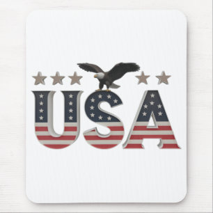 USA Patriotic Eagle + Stars Flag Design for Pride Mouse Pad