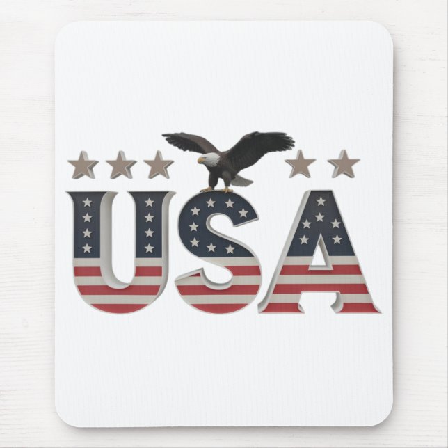 USA Patriotic Eagle + Stars Flag Design for Pride Mouse Pad (Front)