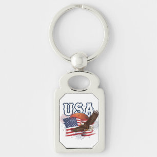 USA Patriotic Eagle with Mars Red Planet Design Key Ring