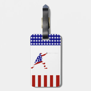 USA Patriotic Fencing En Garde Sports Luggage Tag
