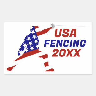 USA Patriotic Fencing En Garde Sports Rectangular Sticker