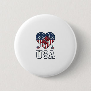 USA Patriotic Firecracker Heart Vintage Vector Shi 6 Cm Round Badge