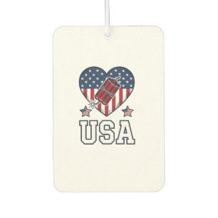 USA Patriotic Firecracker Heart Vintage Vector Shi Car Air Freshener