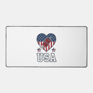 USA Patriotic Firecracker Heart Vintage Vector Shi Desk Mat