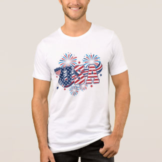 USA Patriotic Fireworks Red White Blue American Tri-Blend Shirt