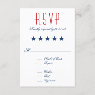 USA Patriotic Flag Wedding RSVP Card