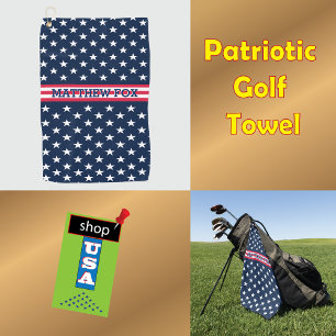 USA Patriotic Golfer ⭐ Stars & Stripes Monogram  Golf Towel