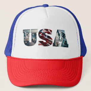 USA Patriotic Iconic American Images Trucker Hat
