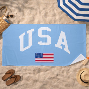 USA Patriotic Independence Day American Flag Beach Towel