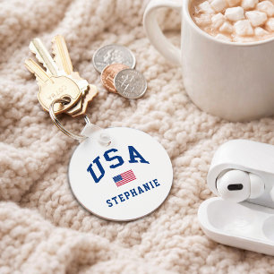 USA Patriotic Independence Day American Flag Key Ring