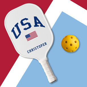 USA Patriotic Independence Day American Flag Pickleball Paddle
