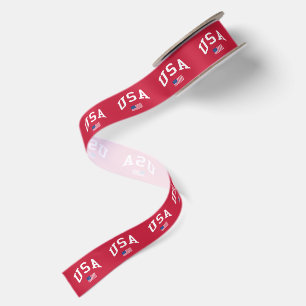 USA Patriotic Independence Day American Flag Satin Ribbon