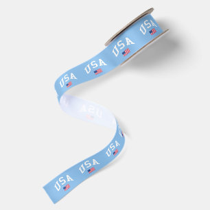 USA Patriotic Independence Day American Flag Satin Ribbon