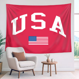 USA Patriotic Independence Day American Flag Tapestry