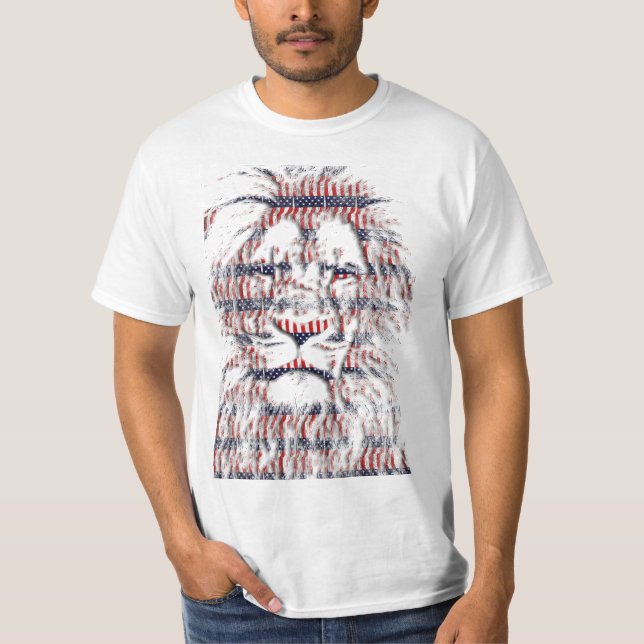 USA Patriotic Lion stars and stripes Abstract Art T-Shirt (Front)