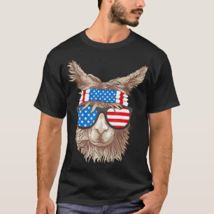 USA Patriotic Llama Cute Animal Lovers Funny Amer T-Shirt