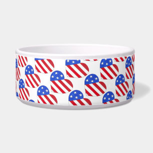 USA Patriotic Love Heart Red White Blue Flag Bowl