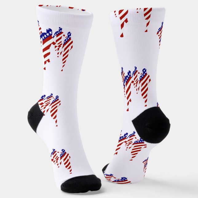 USA Patriotic MARATHON / RELAY RUN Socks (Angled)