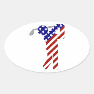 USA Patriotic MEN'S GOLF Oval Sticker