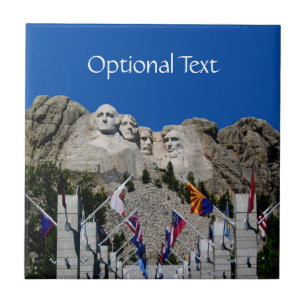 USA Patriotic Mount Rushmore Monument and Flags Tile
