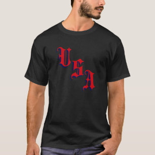 USA Patriotic Old Script Red Navy T-Shirt