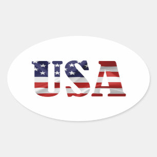 USA Patriotic Oval Sticker