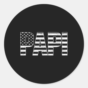 Usa Patriotic Papi Father's Day American Flag 4th Classic Round Sticker