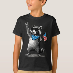 Usa Patriotic Racoon Men Women Kids Funny 4th Of T-Shirt