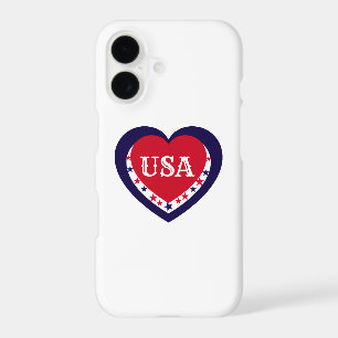 USA Patriotic Red White Blue Heart Festive July 4