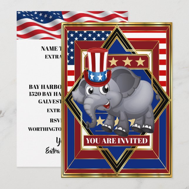 USA Patriotic Republican Invitation (Front/Back)