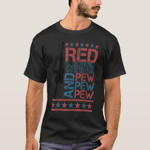 Usa Patriotic Retro Graphic White Red Pew T-Shirt