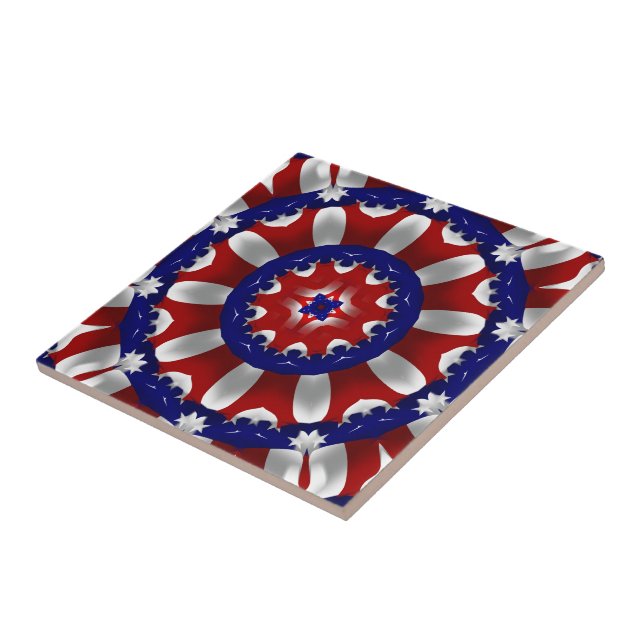 USA Patriotic Ribbons Kaleidoscope Tile (Side)