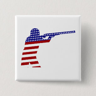 USA Patriotic Rifle Shooting 15 Cm Square Badge