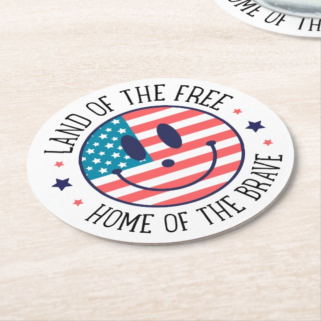 USA Patriotic  Round Paper Coaster (Angled)