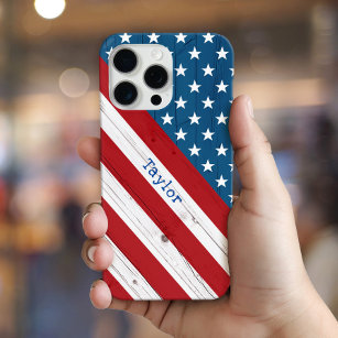 USA Patriotic Rustic Stars Stripes American Flag iPhone 15 Pro Max Case