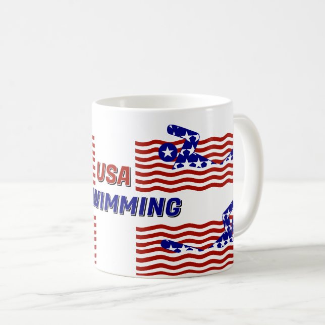 USA Patriotic Swimming Coffee Mug (Front Right)