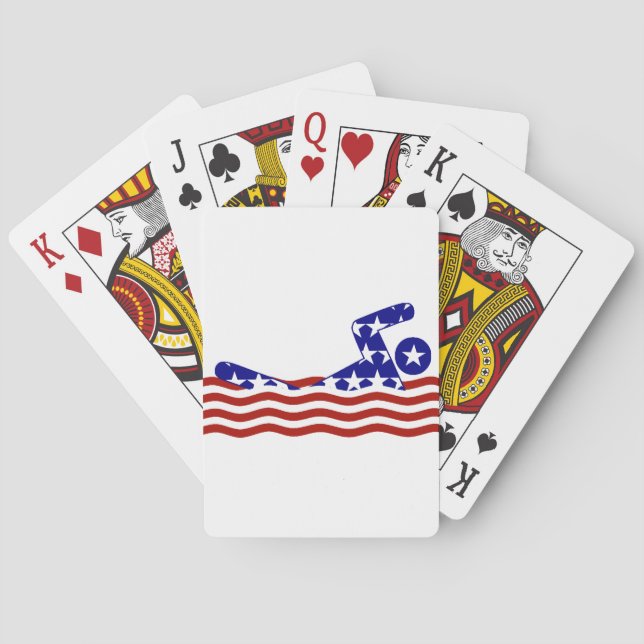 USA Patriotic Swimming Sports Playing Cards (Back)