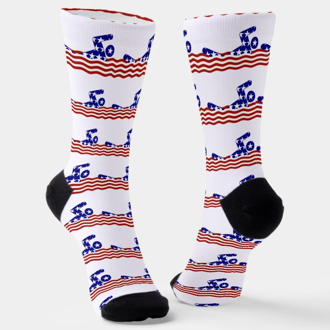 USA Patriotic Swimming Sports Socks (Angled)