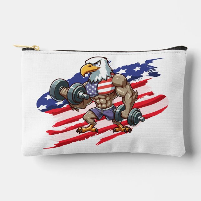 USA/patriotic weightlifting bald eagle Accessory Pouch (Front)