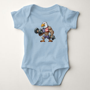 USA/patriotic weightlifting bald eagle Baby Bodysuit