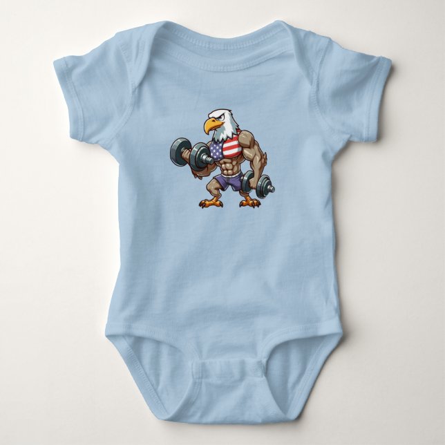 USA/patriotic weightlifting bald eagle Baby Bodysuit (Front)